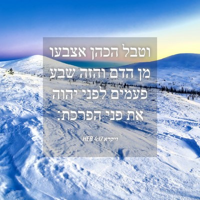Picture 04 - ויקרא 4:17 HEB - וטבל הכהן אצבעו מן הדם והזה - Bible Verse Picture