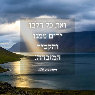 Picture 04 - ויקרא 4:19 HEB - ואת כל חלבו ירים ממנו - Bible Verse Picture