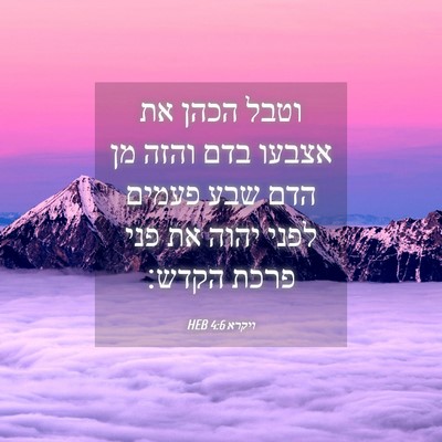 Picture 04 - ויקרא 4:6 HEB - וטבל הכהן את אצבעו בדם והזה - Bible Verse Picture