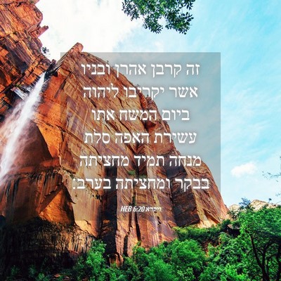 Picture 04 - ויקרא 6:20 HEB - זה קרבן אהרן ובניו אשר - Bible Verse Picture