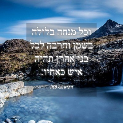 Picture 04 - ויקרא 7:10 HEB - וכל מנחה בלולה בשמן וחרבה - Bible Verse Picture