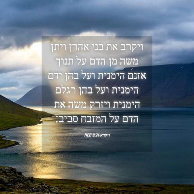 Picture 04 - ויקרא 8:24 HEB - ויקרב את בני אהרן ויתן משה - Bible Verse Picture
