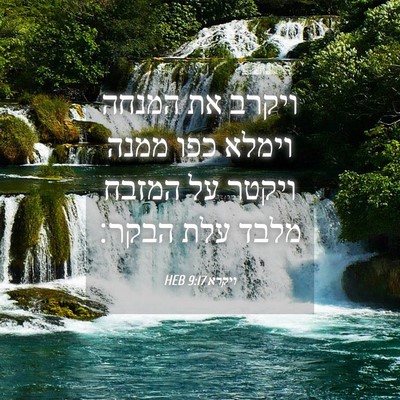 Picture 04 - ויקרא 9:17 HEB - ויקרב את המנחה וימלא כפו - Bible Verse Picture