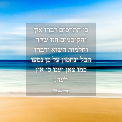 Picture 04 - זכריה 10:2 HEB - כי התרפים דברו און - Bible Verse Picture