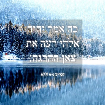 Picture 04 - זכריה 11:4 HEB - כה אמר יהוה אלהי רעה את צאן - Bible Verse Picture