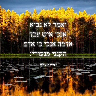 Picture 04 - זכריה 13:5 HEB - ואמר לא נביא אנכי איש עבד - Bible Verse Picture