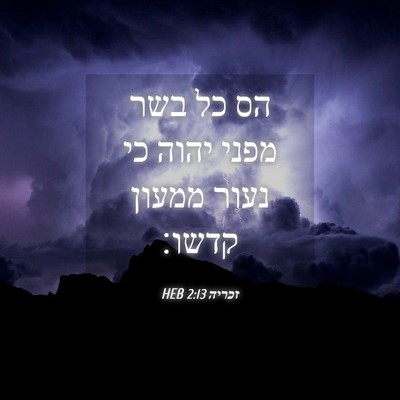 Picture 04 - זכריה 2:13 HEB - הס כל בשר מפני יהוה כי נעור - Bible Verse Picture