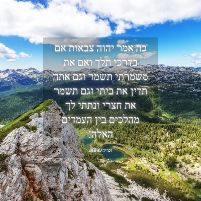 Picture 04 - זכריה 3:7 HEB - כה אמר יהוה צבאות אם בדרכי - Bible Verse Picture