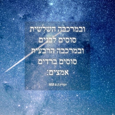 Picture 04 - זכריה 6:3 HEB - ובמרכבה השלשית סוסים לבנים - Bible Verse Picture
