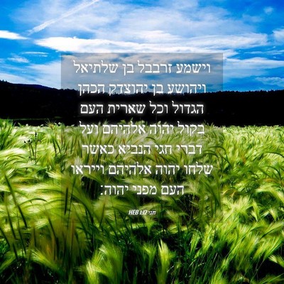 Picture 04 - חגי 1:12 HEB - וישמע זרבבל בן שלתיאל - Bible Verse Picture