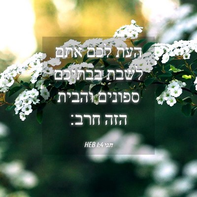 Picture 04 - חגי 1:4 HEB - העת לכם אתם לשבת בבתיכם - Bible Verse Picture