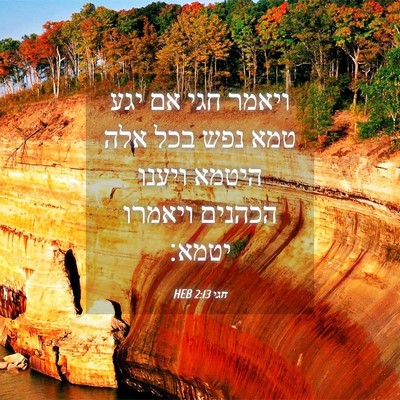 Picture 04 - חגי 2:13 HEB - ויאמר חגי אם יגע טמא נפש - Bible Verse Picture