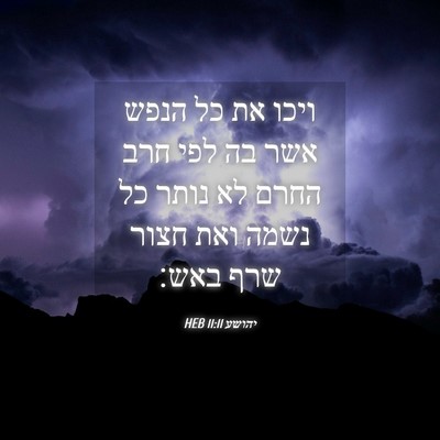 Picture 04 - יהושע 11:11 HEB - ויכו את כל הנפש אשר בה לפי - Bible Verse Picture