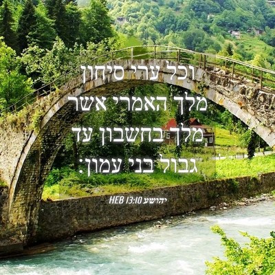 Picture 04 - יהושע 13:10 HEB - וכל ערי סיחון מלך האמרי אשר - Bible Verse Picture