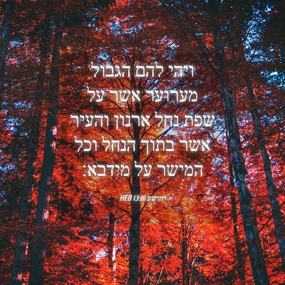 Picture 04 - יהושע 13:16 HEB - ויהי להם הגבול מערוער אשר - Bible Verse Picture