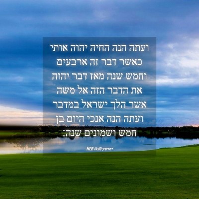 Picture 04 - יהושע 14:10 HEB - ועתה הנה החיה יהוה אותי - Bible Verse Picture