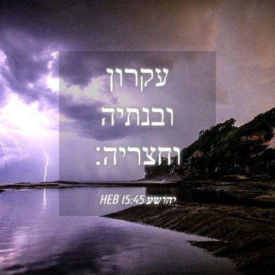 Picture 04 - יהושע 15:45 HEB - עקרון ובנתיה - Bible Verse Picture