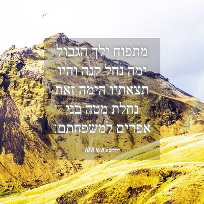 Picture 04 - יהושע 16:8 HEB - מתפוח ילך הגבול ימה נחל קנה - Bible Verse Picture
