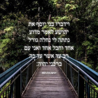 Picture 04 - יהושע 17:14 HEB - וידברו בני יוסף את יהושע - Bible Verse Picture