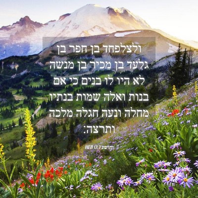 Picture 04 - יהושע 17:3 HEB - ולצלפחד בן חפר בן גלעד בן - Bible Verse Picture