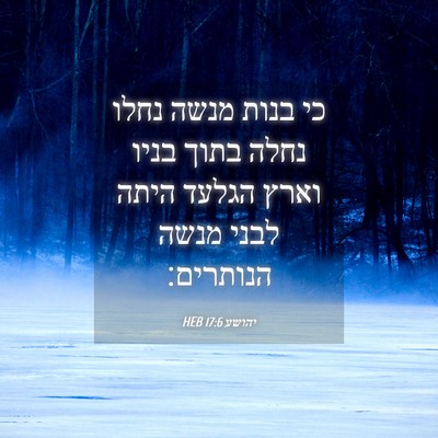 Picture 04 - יהושע 17:6 HEB - כי בנות מנשה נחלו נחלה בתוך - Bible Verse Picture