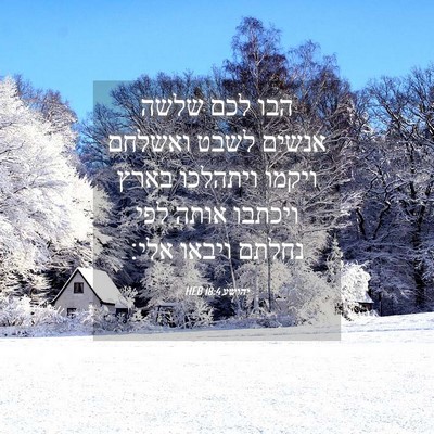 Picture 04 - יהושע 18:4 HEB - הבו לכם שלשה אנשים לשבט - Bible Verse Picture