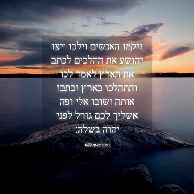 Picture 04 - יהושע 18:8 HEB - ויקמו האנשים וילכו ויצו - Bible Verse Picture