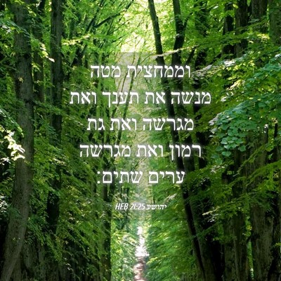 Picture 04 - יהושע 21:25 HEB - וממחצית מטה מנשה את תענך - Bible Verse Picture