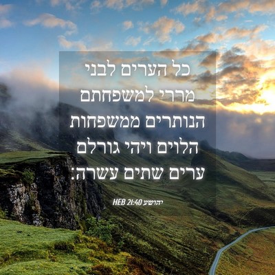 Picture 04 - יהושע 21:40 HEB - כל הערים לבני מררי למשפחתם - Bible Verse Picture