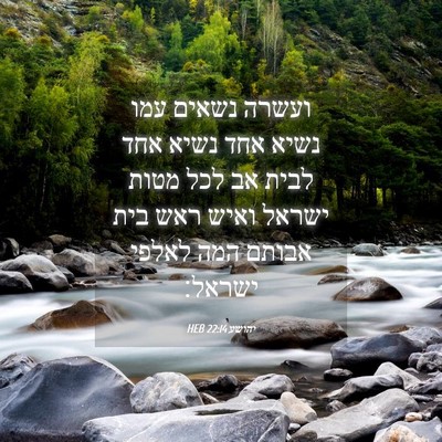 Picture 04 - יהושע 22:14 HEB - ועשרה נשאים עמו נשיא אחד - Bible Verse Picture