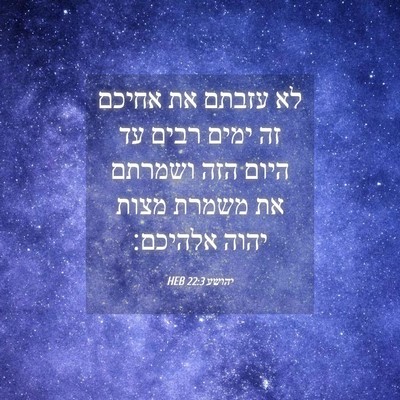 Picture 04 - יהושע 22:3 HEB - לא עזבתם את אחיכם זה ימים - Bible Verse Picture
