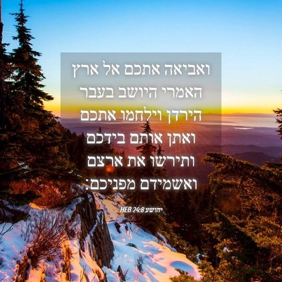 Picture 04 - יהושע 24:8 HEB - ואביאה אתכם אל ארץ האמרי - Bible Verse Picture