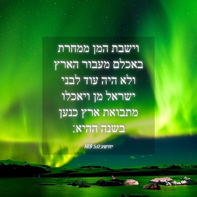 Picture 04 - יהושע 5:12 HEB - וישבת המן ממחרת באכלם - Bible Verse Picture