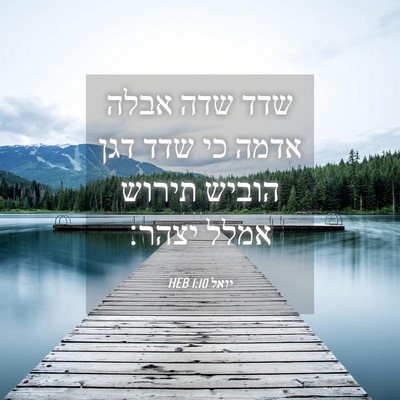 Picture 04 - יואל 1:10 HEB - שדד שדה אבלה אדמה כי שדד - Bible Verse Picture