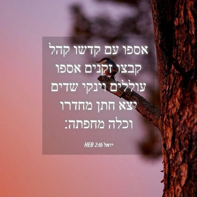Picture 04 - יואל 2:16 HEB - אספו עם קדשו קהל קבצו זקנים - Bible Verse Picture