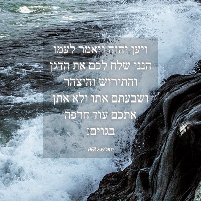 Picture 04 - יואל 2:19 HEB - ויען יהוה ויאמר לעמו הנני - Bible Verse Picture