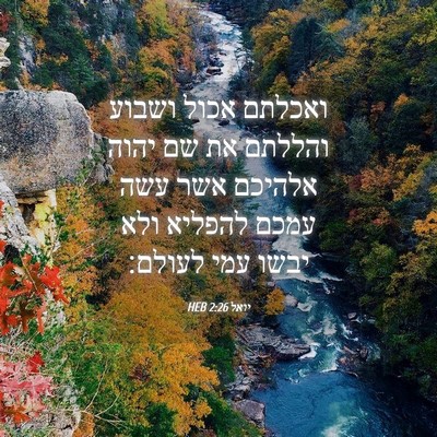 Picture 04 - יואל 2:26 HEB - ואכלתם אכול ושבוע והללתם - Bible Verse Picture