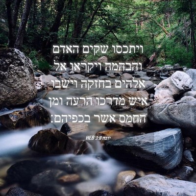 Picture 04 - יונה 3:8 HEB - ויתכסו שקים האדם והבהמה - Bible Verse Picture