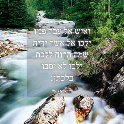 Picture 04 - יחזקאל 1:12 HEB - ואיש אל עבר פניו ילכו אל - Bible Verse Picture