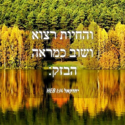 Picture 04 - יחזקאל 1:14 HEB - והחיות רצוא ושוב כמראה - Bible Verse Picture