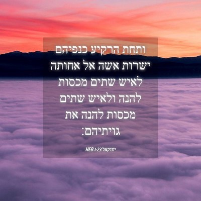 Picture 04 - יחזקאל 1:23 HEB - ותחת הרקיע כנפיהם ישרות - Bible Verse Picture