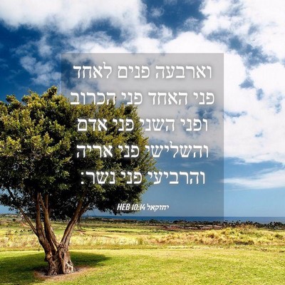 Picture 04 - יחזקאל 10:14 HEB - וארבעה פנים לאחד פני האחד - Bible Verse Picture