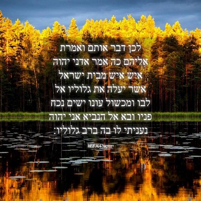 Picture 04 - יחזקאל 14:4 HEB - לכן דבר אותם ואמרת אליהם כה - Bible Verse Picture