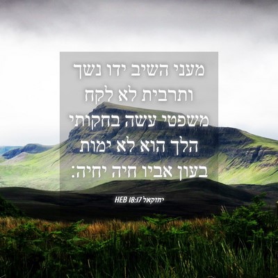 Picture 04 - יחזקאל 18:17 HEB - מעני השיב ידו נשך ותרבית לא - Bible Verse Picture