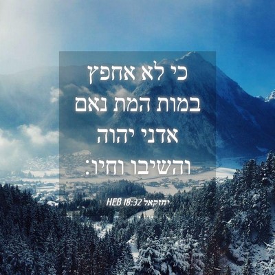 Picture 04 - יחזקאל 18:32 HEB - כי לא אחפץ במות המת נאם - Bible Verse Picture