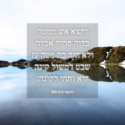 Picture 04 - יחזקאל 19:14 HEB - ותצא אש ממטה בדיה פריה אכלה - Bible Verse Picture