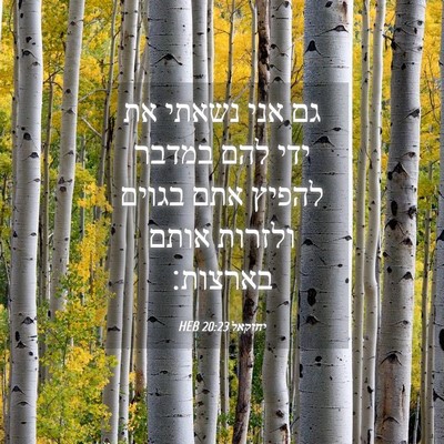Picture 04 - יחזקאל 20:23 HEB - גם אני נשאתי את ידי להם - Bible Verse Picture