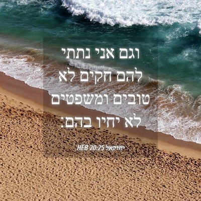 Picture 04 - יחזקאל 20:25 HEB - וגם אני נתתי להם חקים לא - Bible Verse Picture