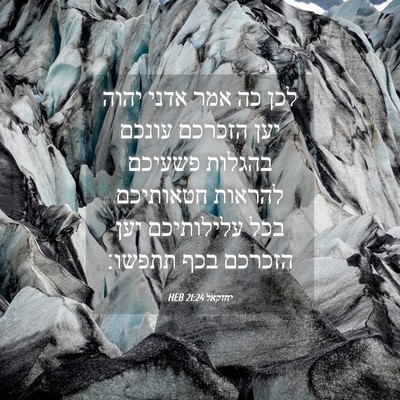 Picture 04 - יחזקאל 21:24 HEB - לכן כה אמר אדני יהוה יען - Bible Verse Picture