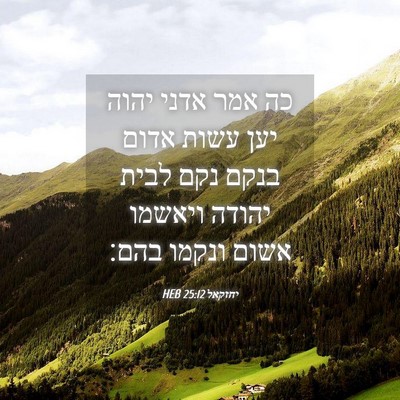 Picture 04 - יחזקאל 25:12 HEB - כה אמר אדני יהוה יען עשות - Bible Verse Picture